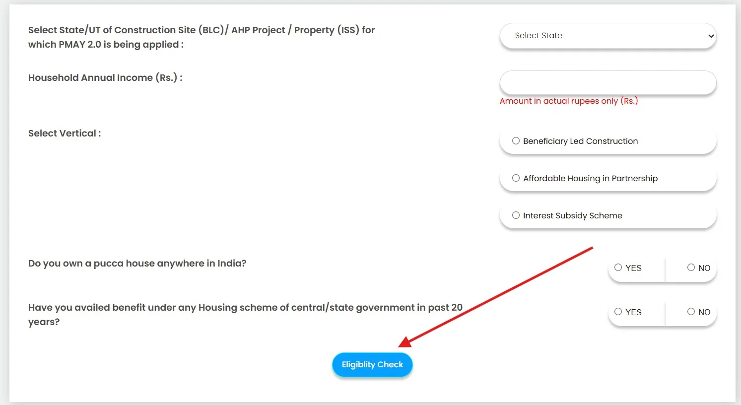 “Eligibility Check” करें।